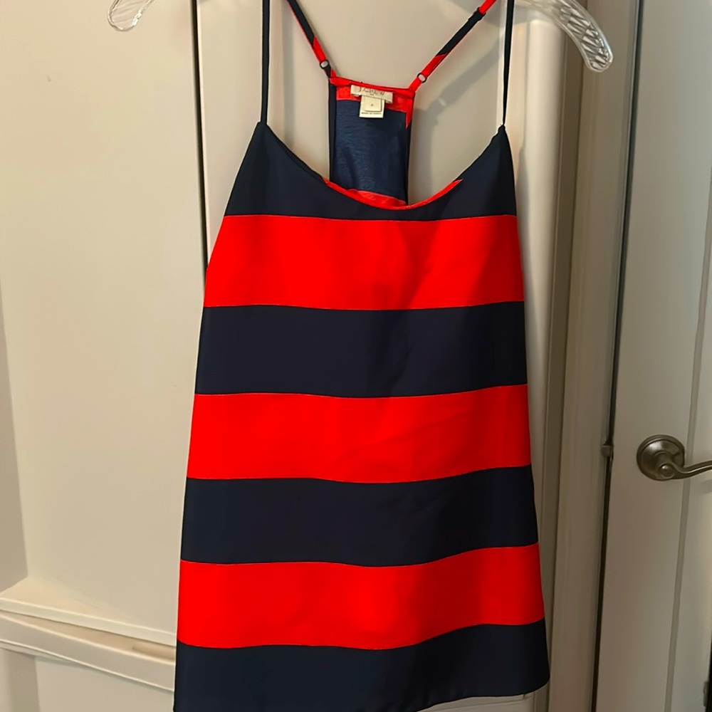 Red and navy silk tank